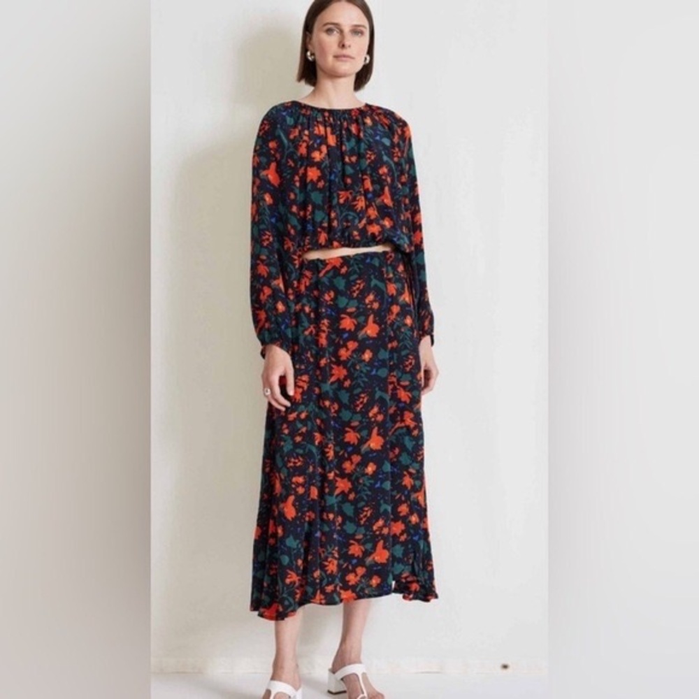 Apiece Apart SET Vibrant Floral Villa Top and Valley Drape Skirt NWT Medium